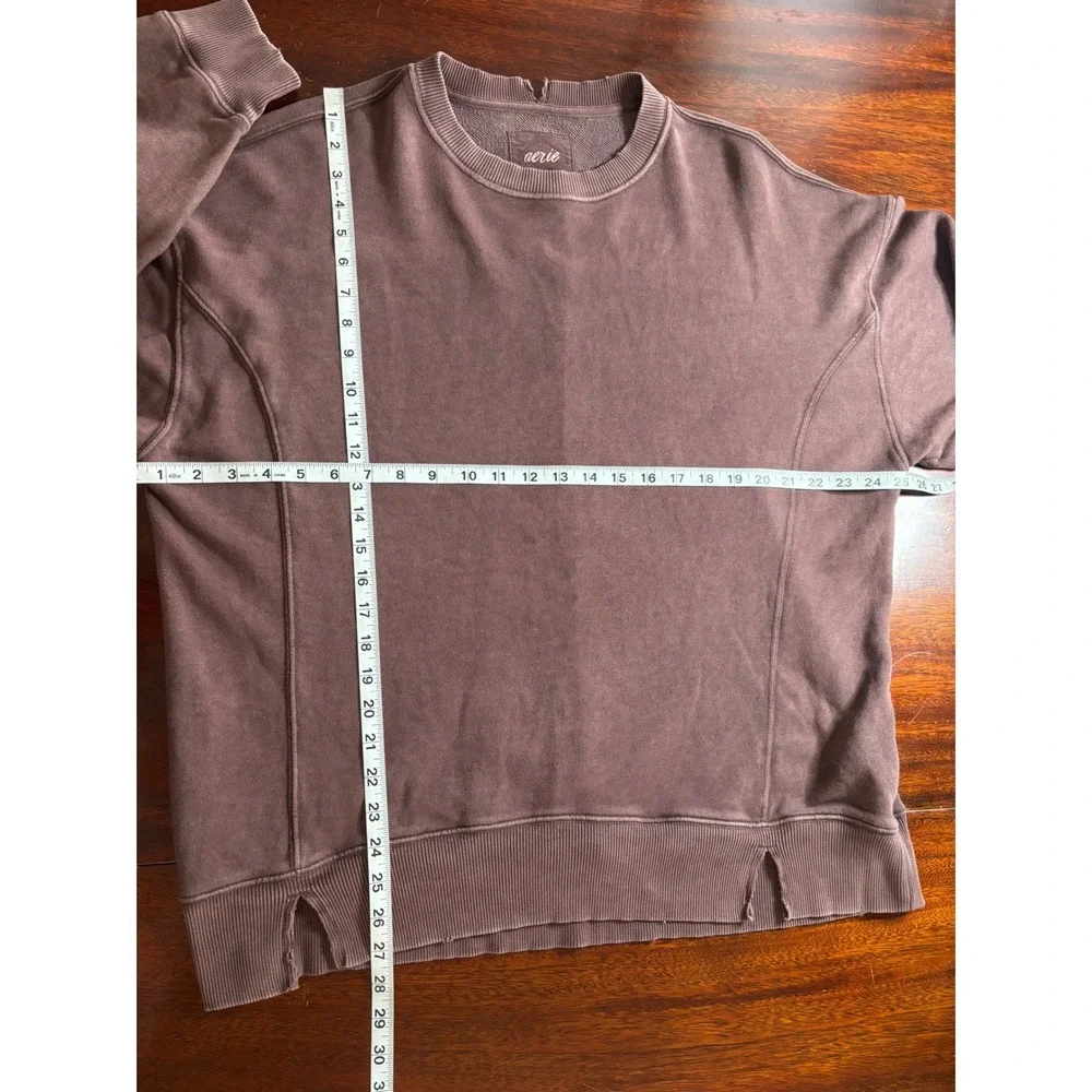Aerie Oversized Crewneck Sweatshirt M Slouchy Distressed Earthy Cozy Pullover - Picture 8 of 10